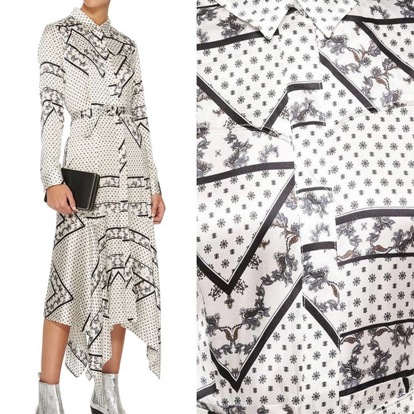 Ganni Dresses & Skirts - GANNI Blakely Silk Belted Asymmetrical Hem Dress 6